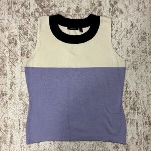 Carlisle Colorblocked Sleeveless Sweater S Old Money Quiet Luxury Silk Cotton
